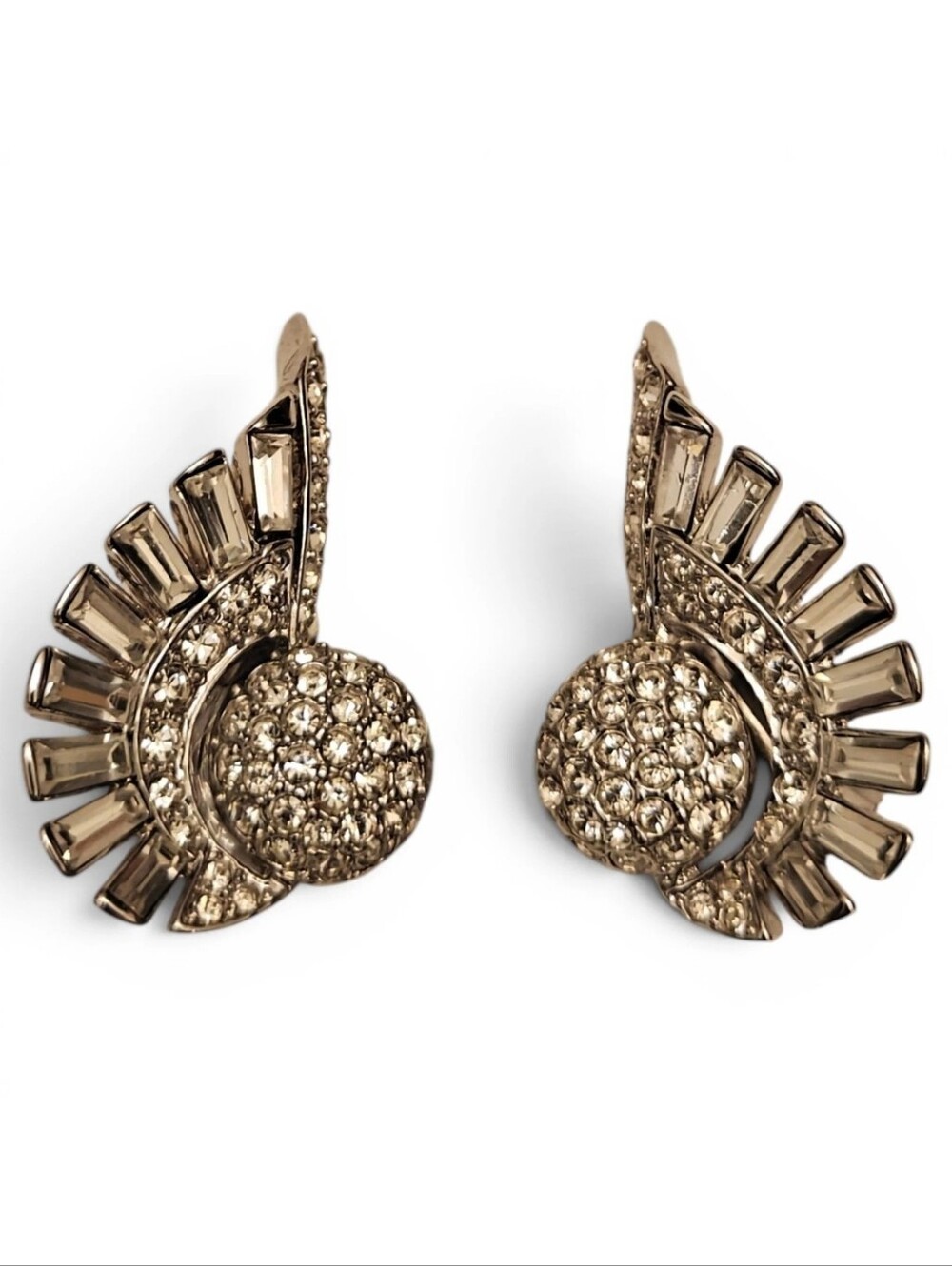 Vintage Nina Ricci Paris Earrings Angel Wings Sparkly Crystals